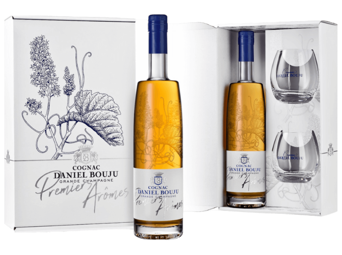 Даниэль Бужу Премьер Аром Коньяк Гранд Шампань в подарочной упаковке с двумя бокалами 0.7 л