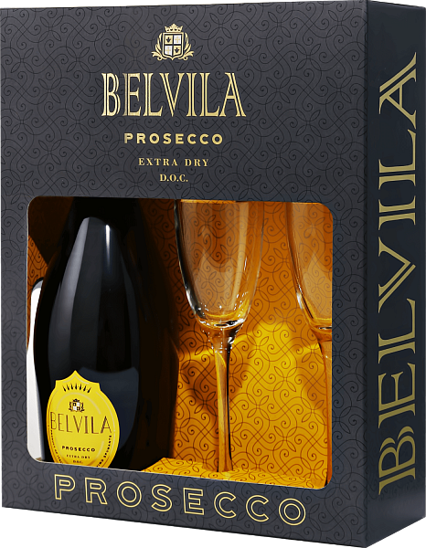 Belvila Prosecco DOC Spumante Extra Dry Villa Degli Olmi (gift box), 0.75л