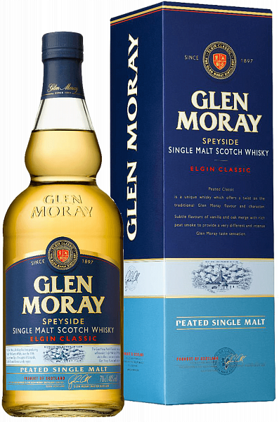 Glen Moray Elgin Classic Peated Speyside Single Malt Scotch Whisky (gift box), 0.7 л