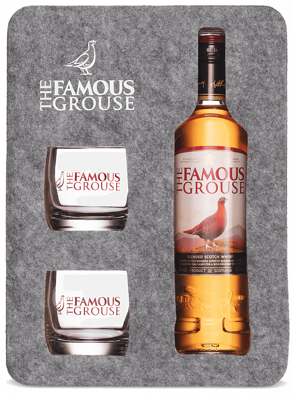 Фэймос Грауз 3 y.o. Купажированный шотландский виски в подарочной упаковке с двумя стаканами 0.7 л